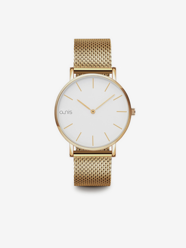 a-nis Komplet ženske ure, uhanov in verižice v zlati barvi a-nis