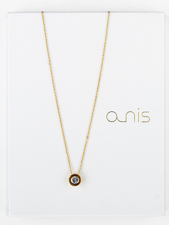 a-nis Komplet ženske ure, uhanov in verižice v zlati barvi a-nis