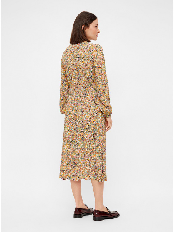 Pieces bež cvetlična midi majica Pieces Gry