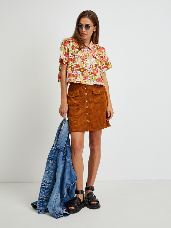 Noisy May Rjavo-smetanova cvetlična kratka majica Noisy May Nika