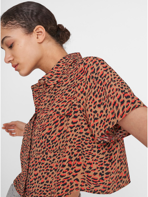 Noisy May Rjava kratka majica z vzorcem Noisy May Nika