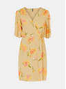 Pieces Rumena cvetlična zavita obleka s kravato Pieces Tianna