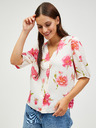 Pieces Kremasta cvetlična bluza z gumbi Pieces Tianna