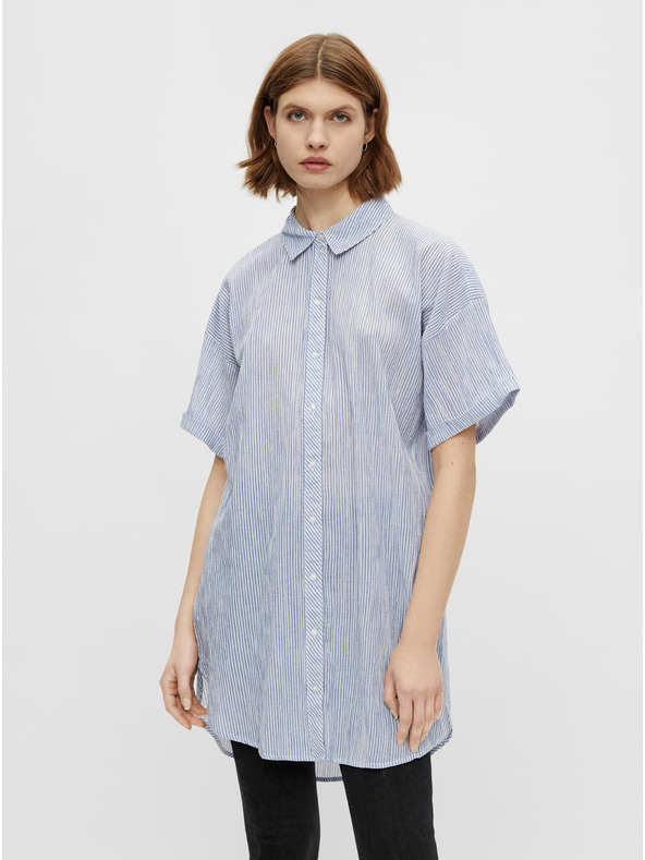 Pieces Svetlomodra dolga črtasta srajca Pieces Terra