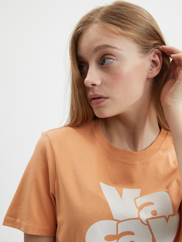 Pieces Oranžna majica s potiskom Pieces Tamaris