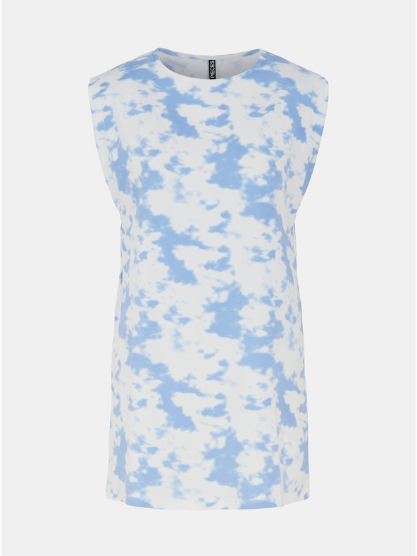 Pieces Modro-bela vzorčasta dolga majica Pieces Tabbi