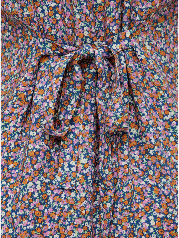 Pieces Vijolična cvetlična obleka s kravato Pieces Timberly