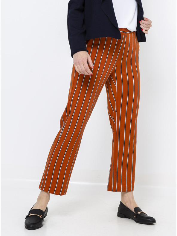 CAMAIEU Oranžne strgane črtaste hlače CAMAIEU