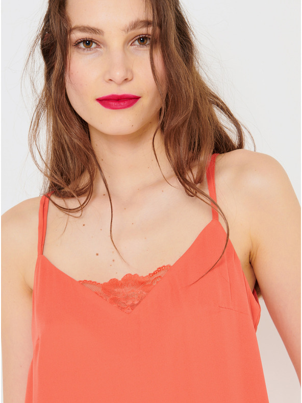 CAMAIEU Oranžna majica s čipko CAMAIEU