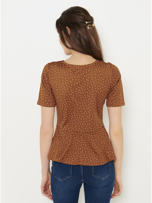 CAMAIEU Rjava bluza s pikami CAMAIEU