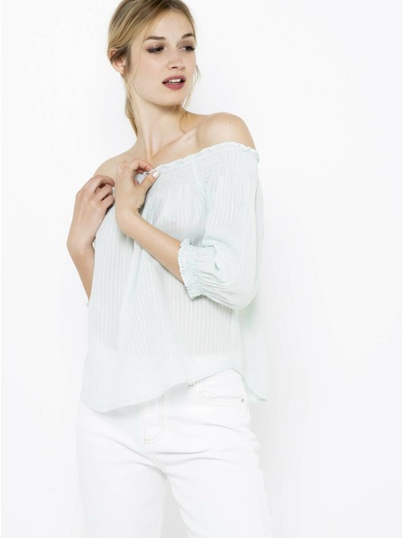 CAMAIEU Mentolova črtasta bluza CAMAIEU