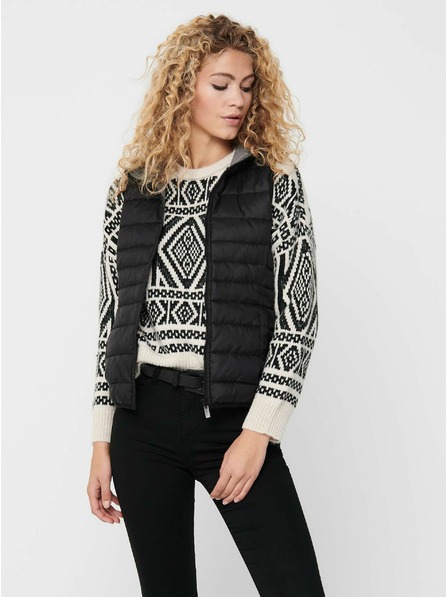 ONLY Črna ženska prešita jopica s kapuco ONLY New Tahoe