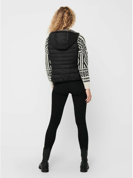 ONLY Črna ženska prešita jopica s kapuco ONLY New Tahoe