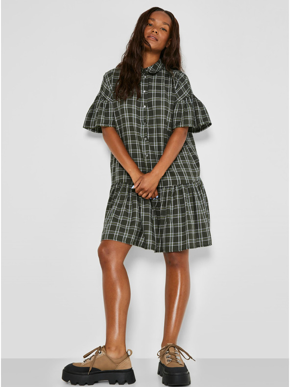 Noisy May Kaki karirasta srajčna obleka Noisy May Erik