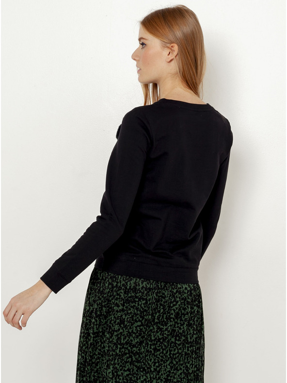 CAMAIEU Črna jopica z umetnim krznom CAMAIEU