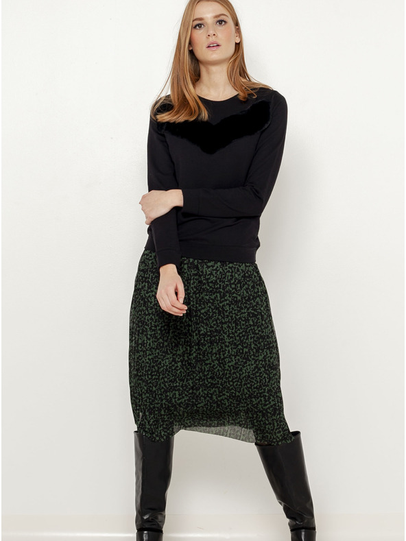 CAMAIEU Črna jopica z umetnim krznom CAMAIEU