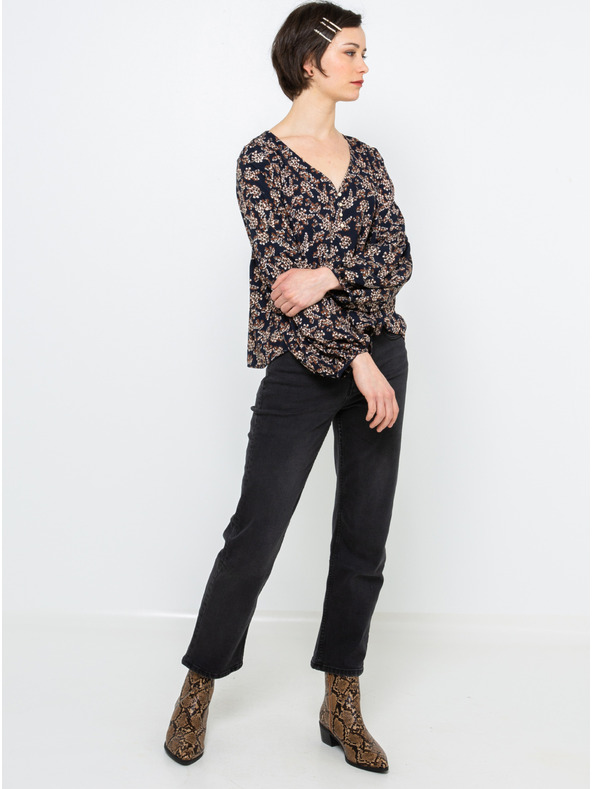 CAMAIEU Temno modra vzorčasta bluza CAMAIEU