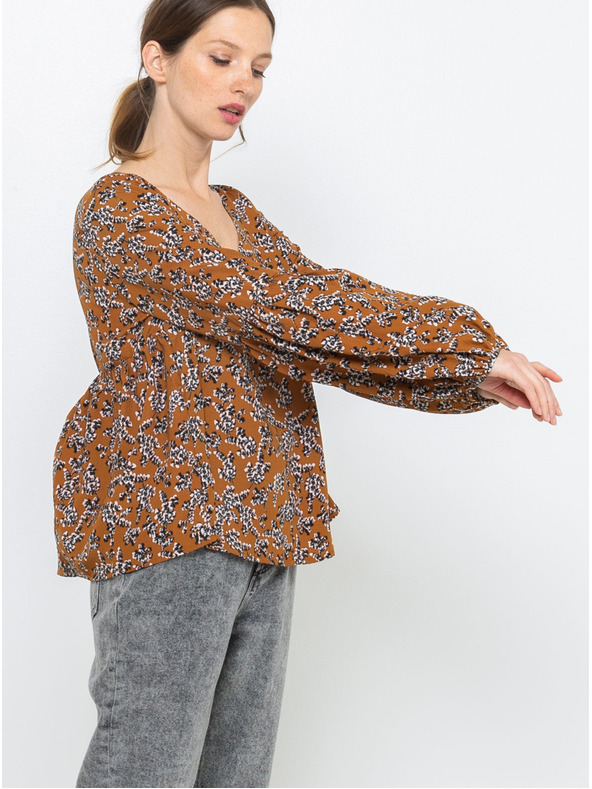 CAMAIEU Rjava vzorčasta bluza CAMAIEU