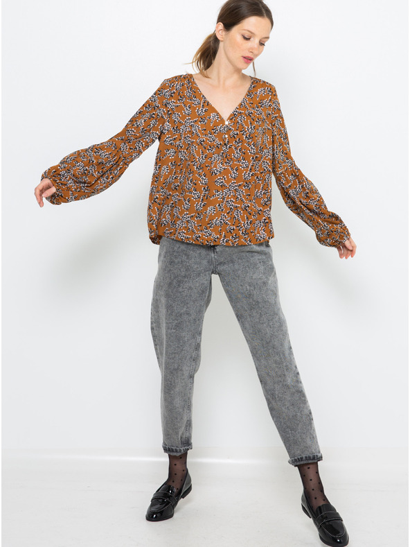 CAMAIEU Rjava vzorčasta bluza CAMAIEU