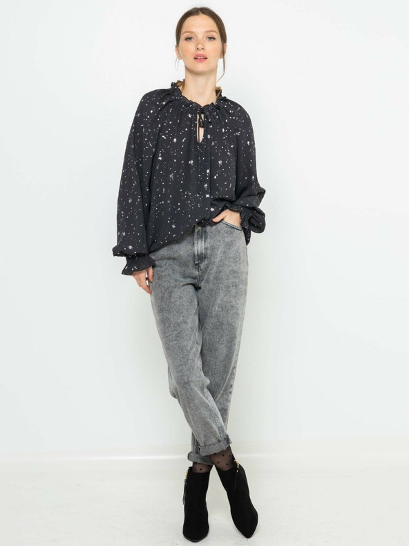 CAMAIEU Temno siva vzorčasta ohlapna bluza CAMAIEU