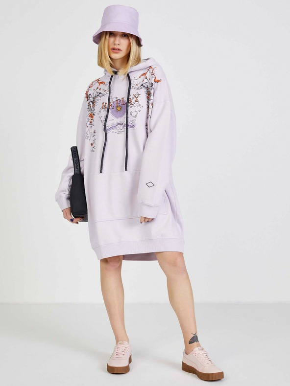 Replay Svetlo vijolična ženska vzorčasta jopica s kapuco obleka Replay