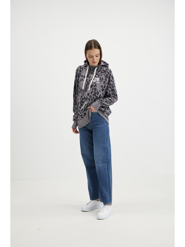 Nike Siva ženska kapuca z zadrgo z vzorcem Nike