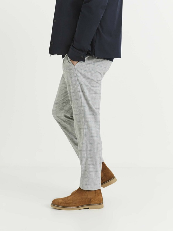 Celio Svetlo sive moške kariraste hlače Celio