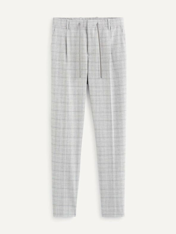 Celio Svetlo sive moške kariraste hlače Celio