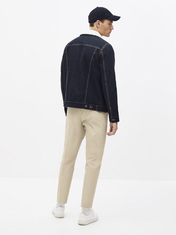 Celio Temno modra jakna iz džinsa z umetnim krznom Celio Susherpa