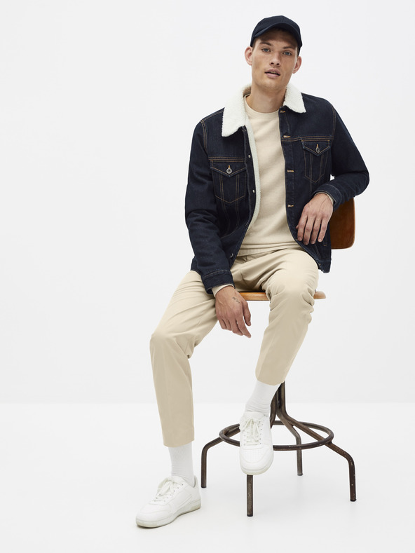 Celio Temno modra jakna iz džinsa z umetnim krznom Celio Susherpa