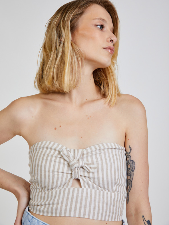 TALLY WEiJL Bež ženski krojeni top s črtami TALLY WEiJL