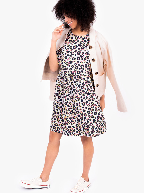 Brakeburn Bela ženska kratka obleka z živalskim vzorcem Brakeburn