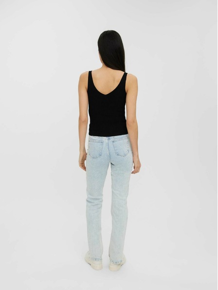 Vero Moda Črna rebrasta osnovna majica VERO MODA Glory
