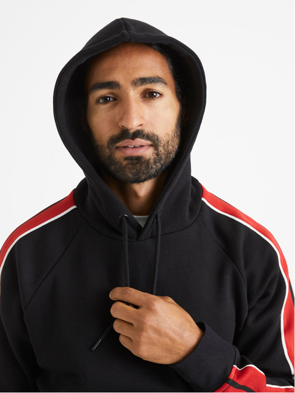 Celio Črna moška jopa s kapuco Celio Vebandit