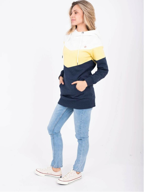 Brakeburn Rumeno-modra podaljšana ženska jopa s kapuco Brakeburn