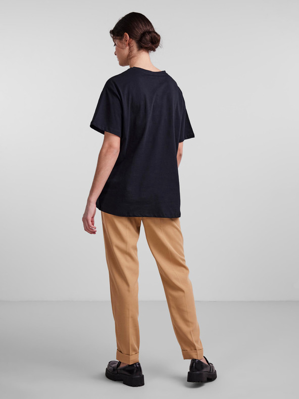 Pieces Črna prevelika majica Pieces Rina