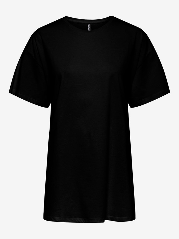 Pieces Črna prevelika majica Pieces Rina