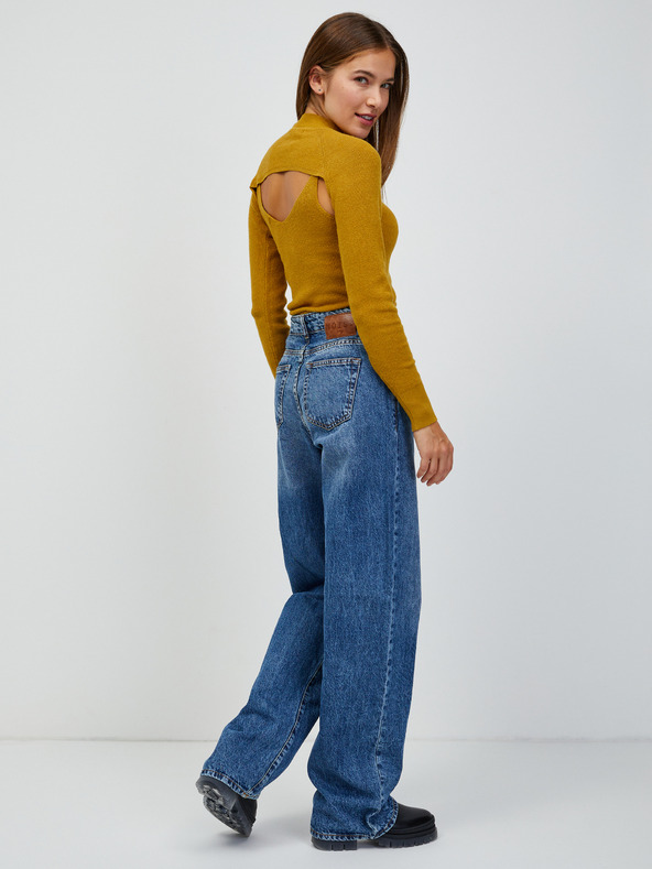 Jacqueline de Yong Gorčični rebrasti pulover/toper 2v1 JDY Sibba