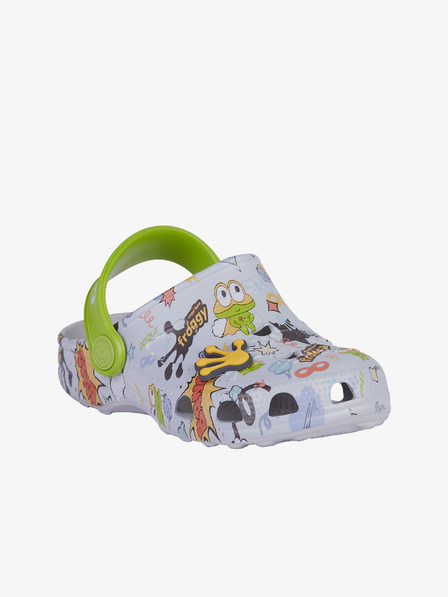 COQUI Svetlo sivi otroški copati z vzorcem Coqui Little Frog