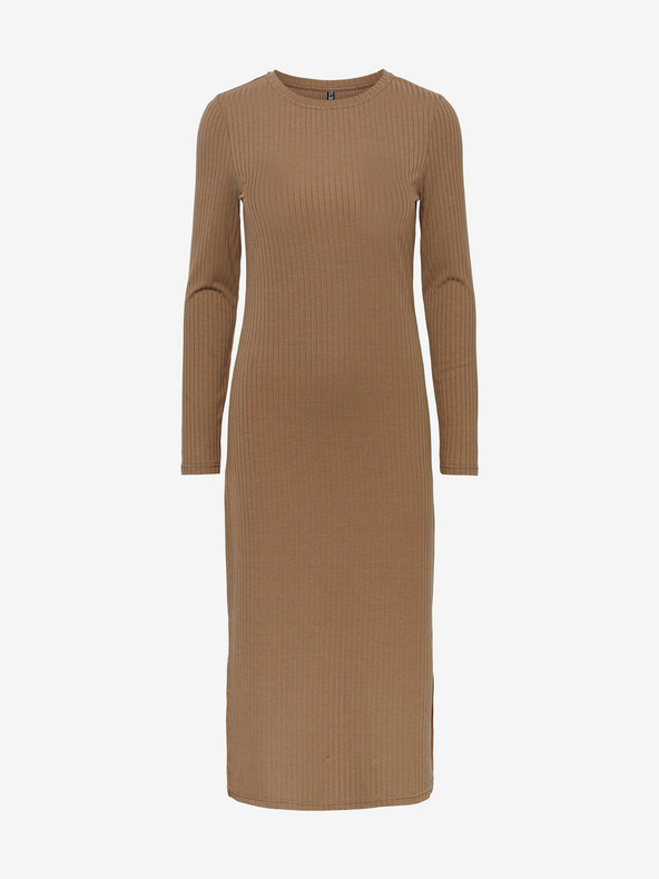 Pieces Pieces Kylie svetlo rjav rebrasti pulover midifi