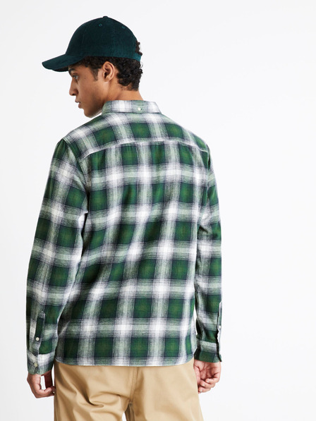Celio Siva in zelena moška karirasta flanelna srajca Celio Camulto
