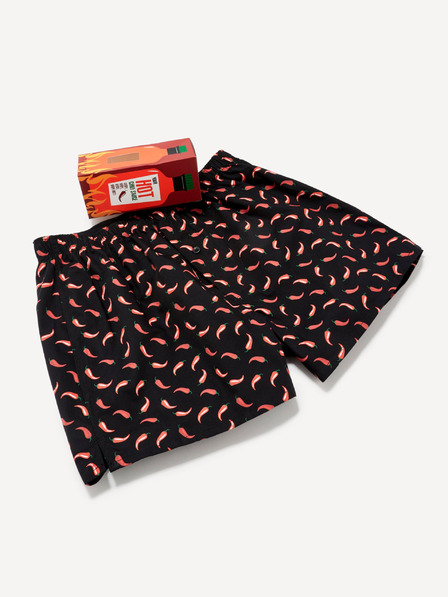 Celio Črne moške kratke hlače z vzorcem v darilnem paketu Celio Hot chilli sauce