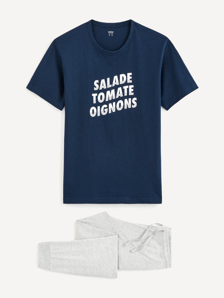 Celio Siva in modra moška pižama v darilnem paketu Celio Kebab