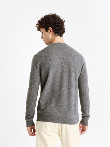 Celio Siv moški pulover iz merino volne Celio Cenormal