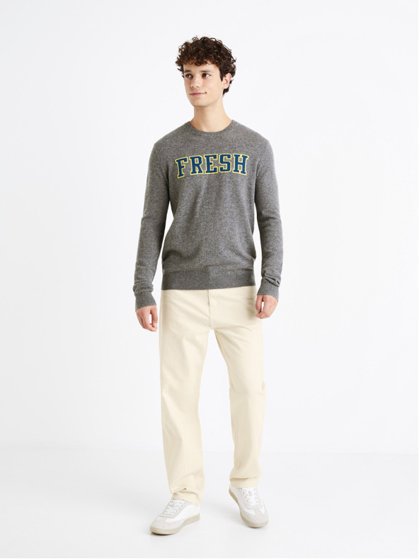 Celio Siv moški pulover iz merino volne Celio Cenormal