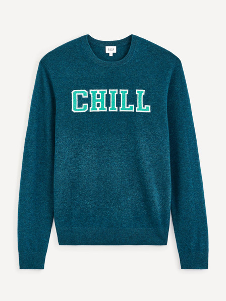 Celio Petrolejka Moški pulover iz merino volne Celio Cenormal