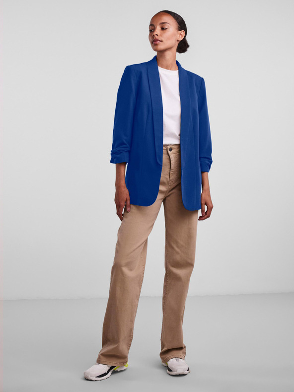 Pieces Temno modra ženska jakna s tričetrtinskimi rokavi Pieces Boss