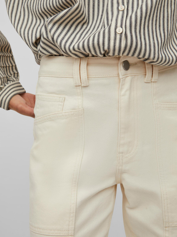 Vila Krem ženske kavbojke ravnega kroja VILA Orys