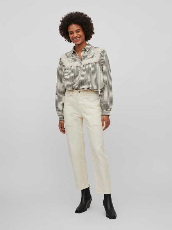 Vila Krem ženske kavbojke ravnega kroja VILA Orys