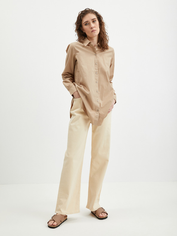 Pieces Bež ženska srajca prevelike velikosti Pieces Jiva